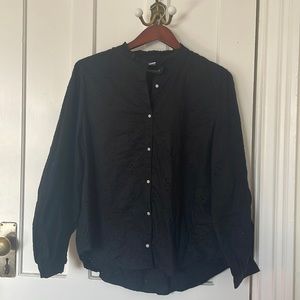 Black eyelet button down